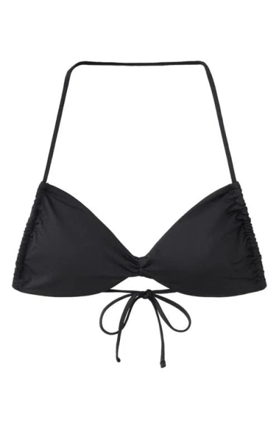Mango Halter Swim Top In Black