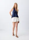 Mango Halter Top With Open Back In Blue