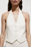 Mango Halter Vest In Ecru