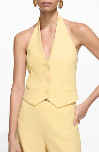 Mango Halter Vest In Pastel Yellow