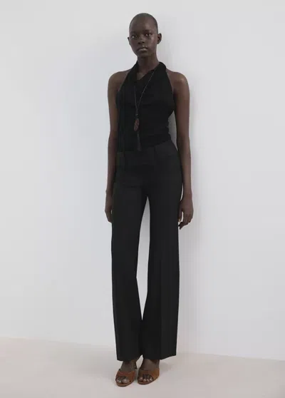 Mango Halter-neck Lyocell Top In Black