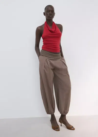 Mango Halter-neck Lyocell Top In Red