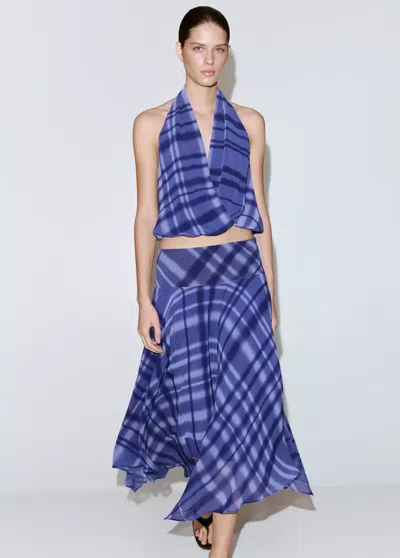 Mango Halter-neck Printed Top In Blue