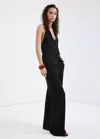 Mango Halter-neck Top With Buttons In Black