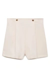 Mango Hammered Button Sailor Shorts In Off White