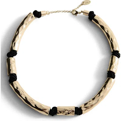 Mango Hammered Collar Necklace In Gold