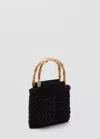 Mango Handbag With Bamboo Handle In Black