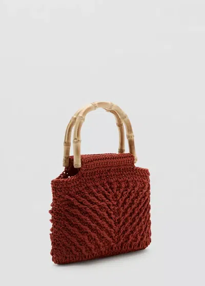 Mango Handbag With Bamboo Handle In Burnt Orange