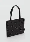 Mango Sac À Main Avec Application De Fleurs Noir - Femme - Taille Unique -  In Black