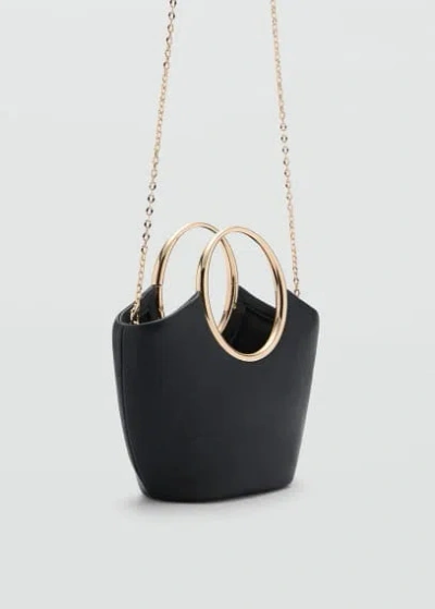 Mango Handbag With Metallic Details Black
