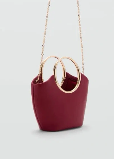 Mango Handbag With Metallic Details Red