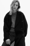 Mango Handmade Oversize Wool Blend Coat In Black