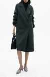 Mango Handmade Oversize Wool Blend Coat In Petrol Blue