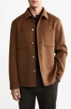 Mango Handmade Wool Blend Melton Jacket In Brown