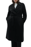 Mango Handmade Wool Blend Wrap Coat In Black