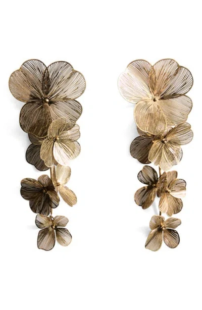 Mango Hanging Floral Earrings In Gold