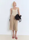 Mango Lurex Knitted V-neck Top Gold