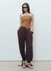Mango Asymmetrical Strapless Top Brown In Brown