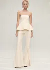 Mango Strapless Top With Ruffle Vanilla In Vanilla