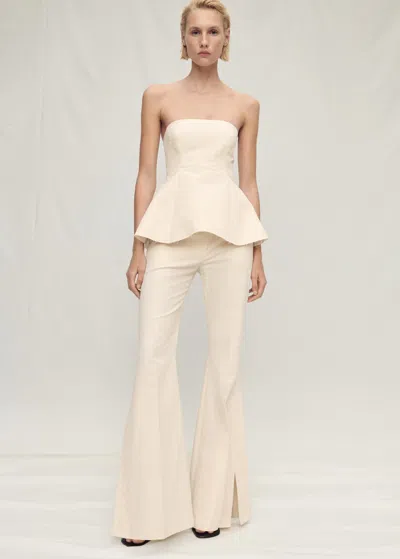 Mango Strapless Top With Ruffle Vanilla