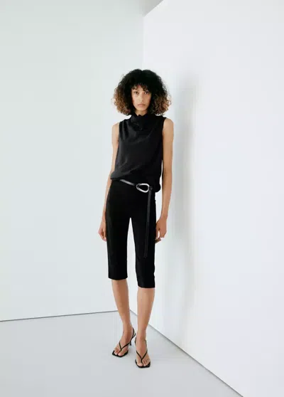 Mango Haut Col Montant Drapé In Noir