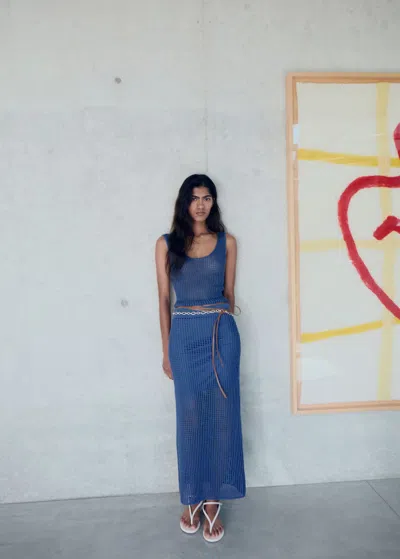 Mango Knitted Crop Top Blue