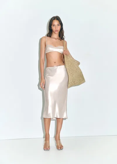 Mango Haut Court Satiné Argent - Femme - L -  In White