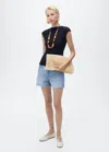 Mango Cotton Textured Top In Black