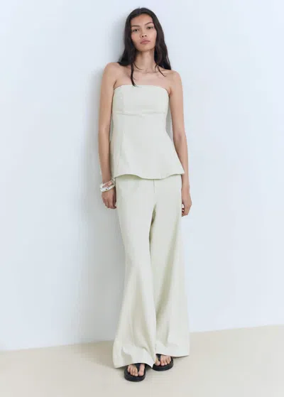 Mango Haut Évasé Bustier Vert Pastel - Femme - M -