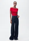Mango Sesete Off The Shoulder Knit Top In Rouge