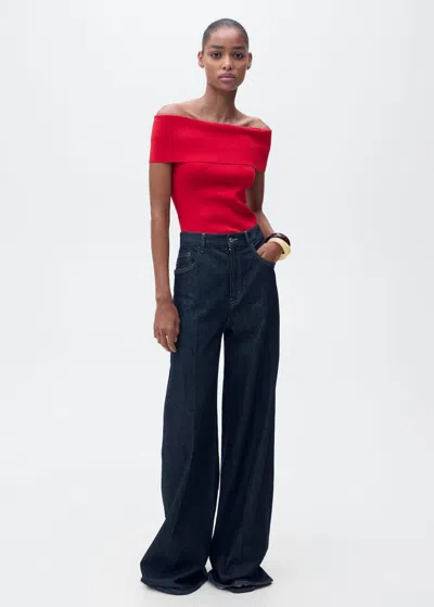 MANGO HAUT MAILLE ÉPAULES DÉNUDÉES ROUGE - FEMME - L - MANGO