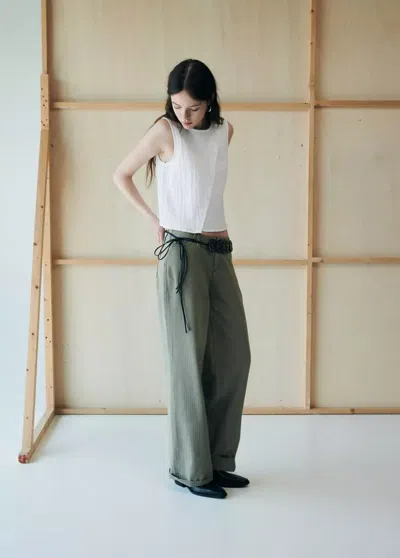 Mango Haut Texture Détail Fente In Blanc Cassé