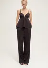 Mango Open Back Ruffle Top Brown In Brown