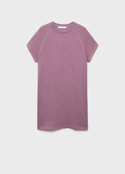 Mango Heather Fleece Cotton Nightgown Plum