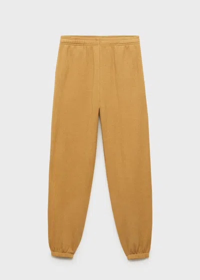 Mango Heather Fleece Cotton Pants Ochre