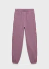 Mango Heather Fleece Cotton Pants Plum In Plum