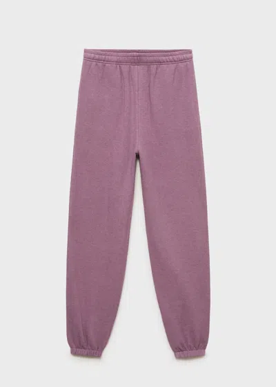 Mango Heather Fleece Cotton Pants Plum