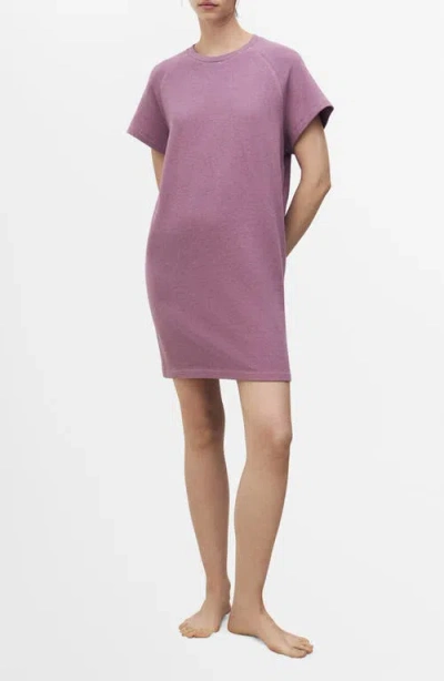 Mango Heather Fleece Nightgown In Plum