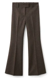Mango Heathered Wool Blend Flare Pants In Brown