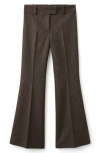Mango Heathered Wool Blend Flare Pants In Brown
