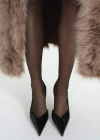 Mango Heel Leather Shoes Black In Black