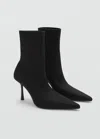 Mango Heel Sock Boots Black In Black