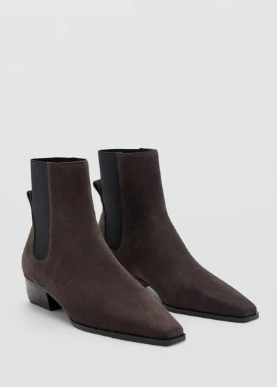 Mango Bottine Talon Suède Gris - Femme - 42 -  In Gray