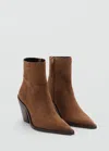 Mango Heel Suede Ankle Boot Tobacco Brown In Tobacco Brown