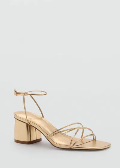 Mango Heeled Sandal With Crossed Straps Gold
