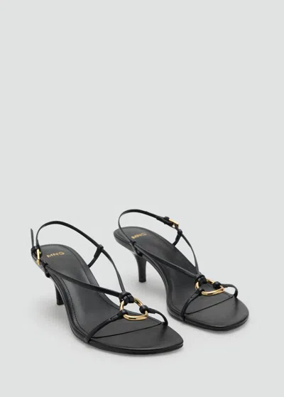 Mango Sandales Talon Détail Anneau Noir - Femme - 42 -  In Black
