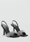 Mango Heeled Sandal With Strass Strap Black In Black