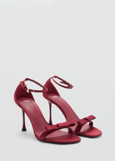 Mango Heeled Sandals With Decorative Bow Red