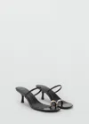 Mango Heeled Sandals With Metallic Detail Black