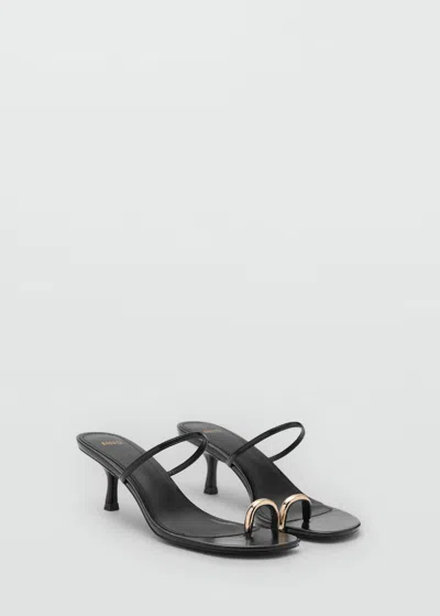 Mango Heeled Sandals With Metallic Detail Black